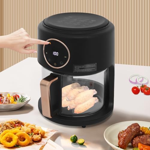 Black glass touchscreen mini air fryer — photo 4