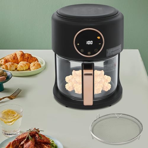 Black glass touchscreen mini air fryer — photo 5