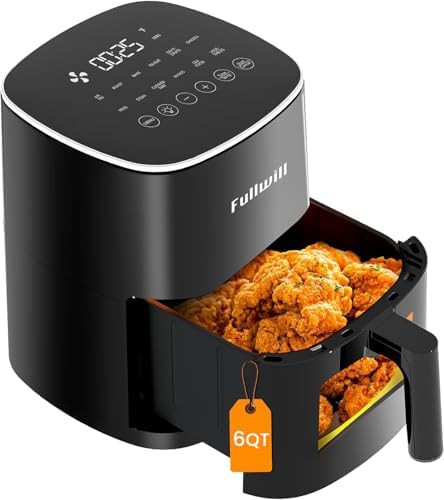Black six quart air fryer with window