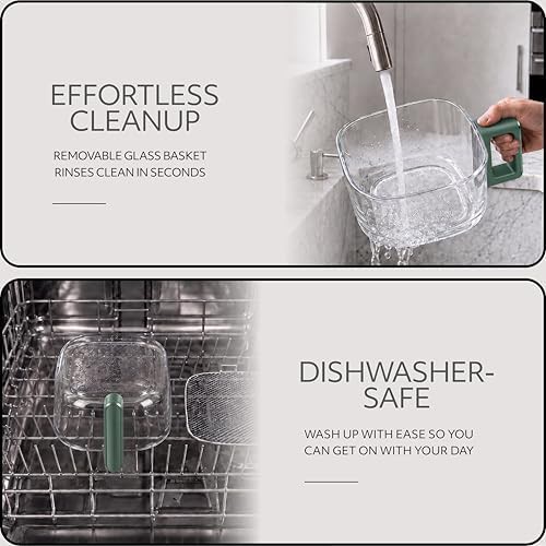 Green glass basket non toxic fryer — photo 5