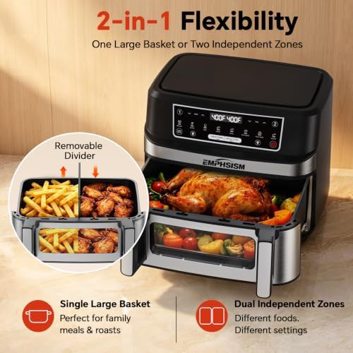 Dual zone air fryer with removable divider — photo 3