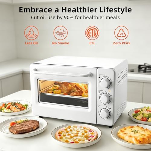 White Retro Air Fryer Toaster Oven Combo — photo 4
