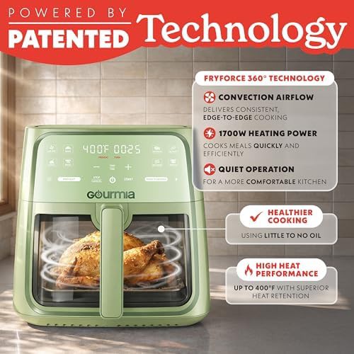 Green basket air fryer with viewing window — photo 4