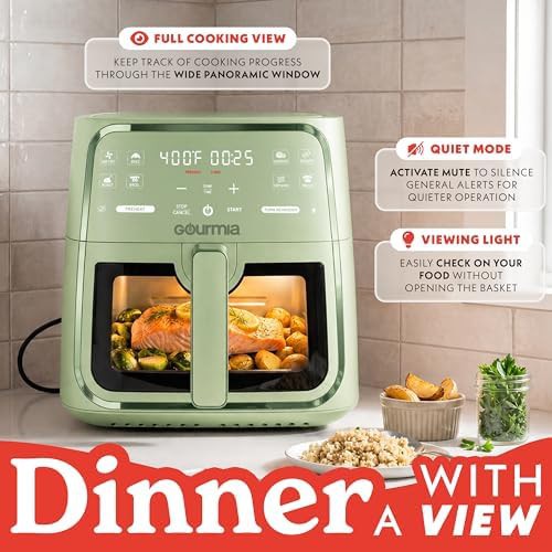 Green basket air fryer with viewing window — photo 5