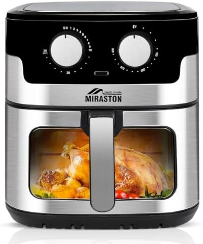 Manual stainless steel air fryer with window