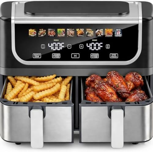 Large dual basket air fryer in black