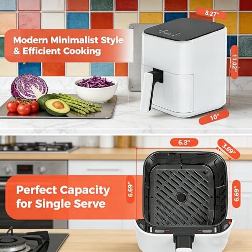 White compact digital air fryer with touchscreen — photo 3