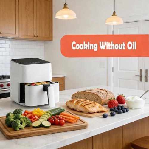 White compact digital air fryer with touchscreen — photo 4