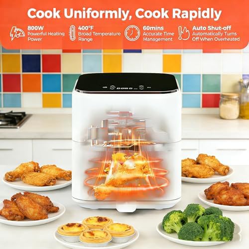White compact digital air fryer with touchscreen — photo 5