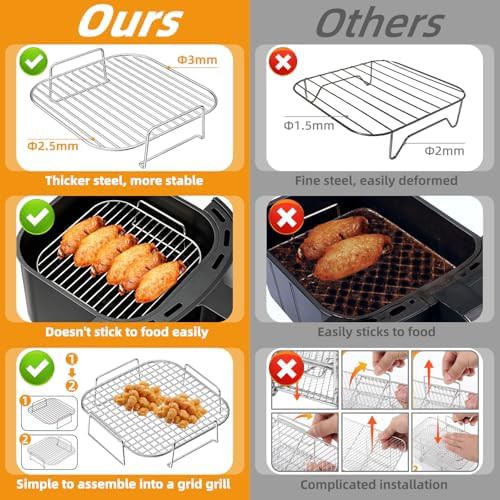 Square stainless steel rack set 8 in — photo 3
