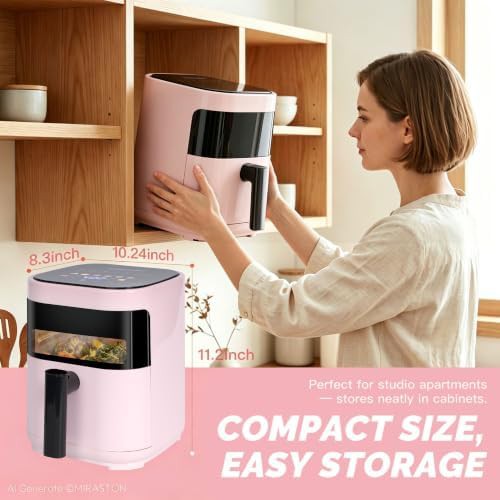 MIRASTON 3.2QT pink touchscreen air fryer — photo 3