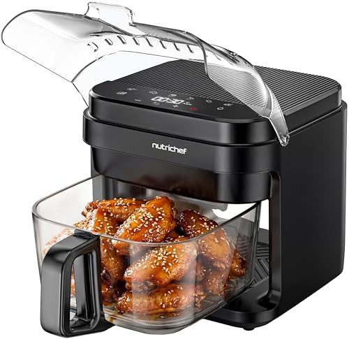 Black glass bowl touchscreen air fryer