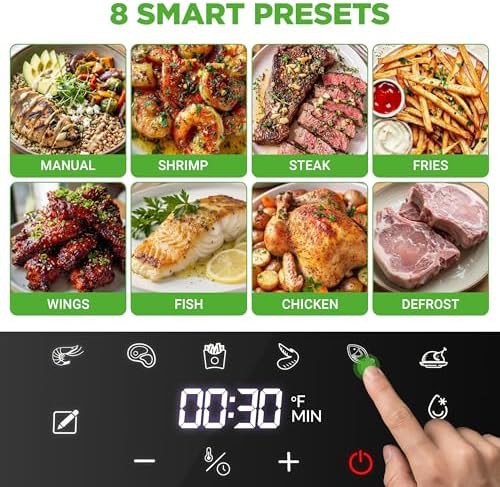 Black glass bowl touchscreen air fryer — photo 3