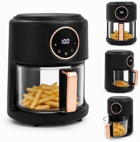 Digital glass bowl air fryer with touchscreen