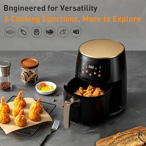 Compact black touchscreen air fryer — photo 3