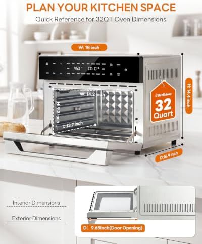 Silver 32qt air fryer toaster oven with rotisserie — photo 3