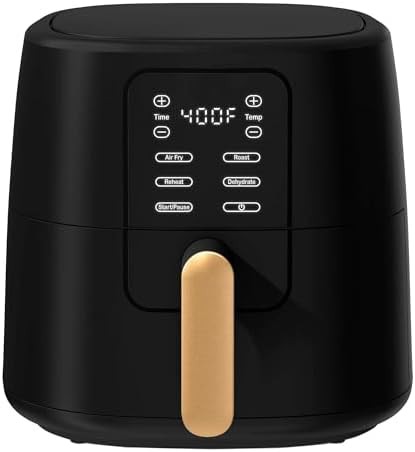 Modern black 6 quart touchscreen air fryer