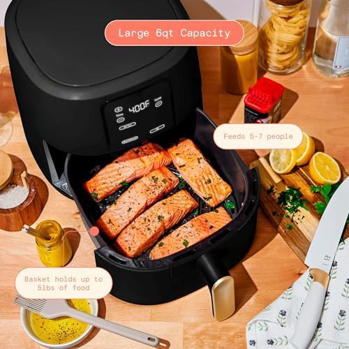 Modern black 6 quart touchscreen air fryer — photo 4