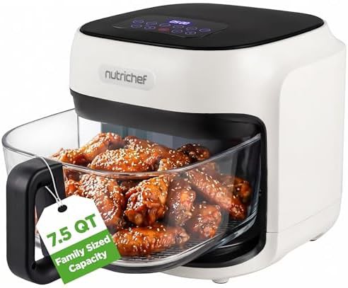 White family size glass air fryer