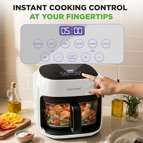White family size glass air fryer — photo 4