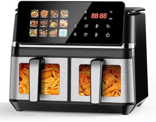 Dual zone large air fryer window