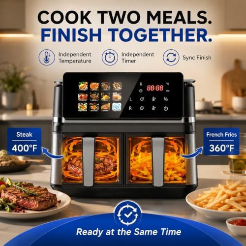 Dual zone large air fryer window — photo 3