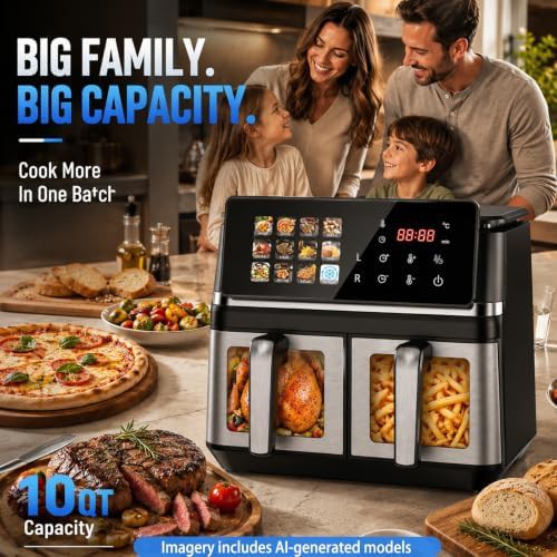 Dual zone large air fryer window — photo 4