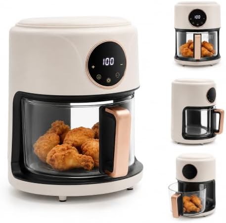 Mini air fryer with transparent glass bowl