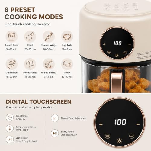 Glass basket air fryer with digital touch — photo 3