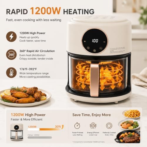 Glass basket air fryer with digital touch — photo 4