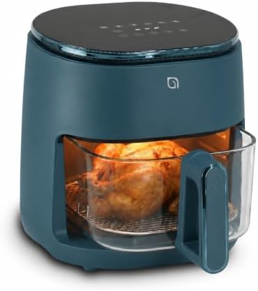 Navy blue glass basket air fryer