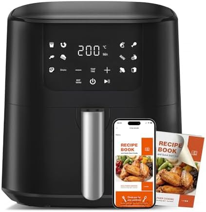 Black Square Basket Touchscreen Air Fryer