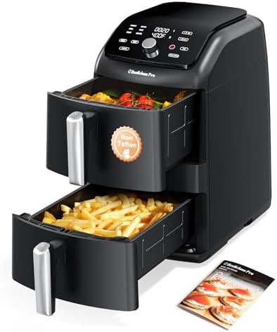 Black PFAS-free double basket air fryer