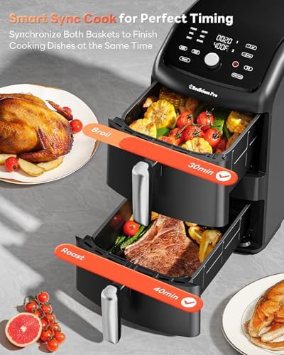 Black PFAS-free double basket air fryer — photo 5