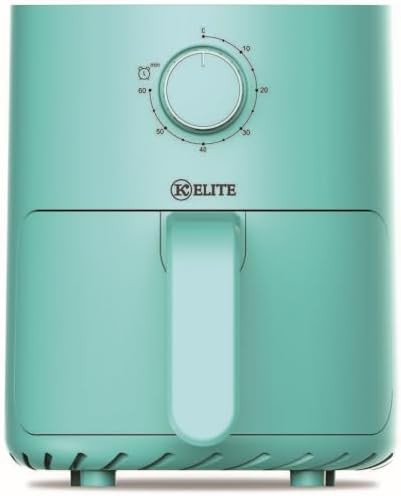 Blue compact air fryer with manual knobs