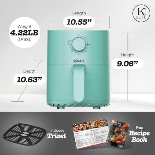 Blue compact air fryer with manual knobs — photo 4