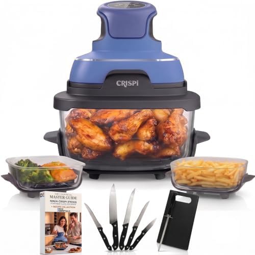 Glass air fryer with five piece knife set