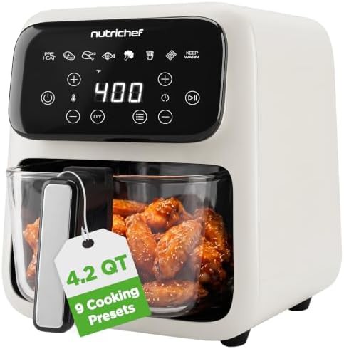 White glass bowl compact air fryer