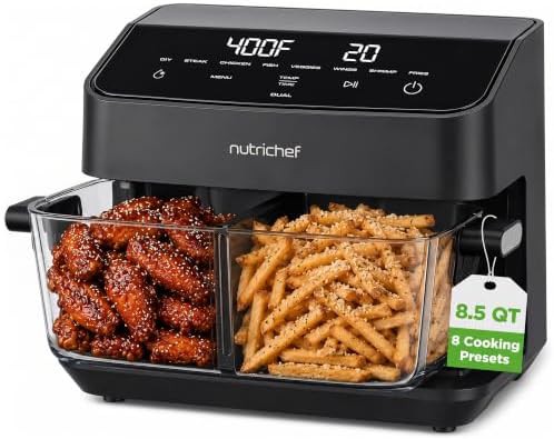 Black dual glass basket air fryer