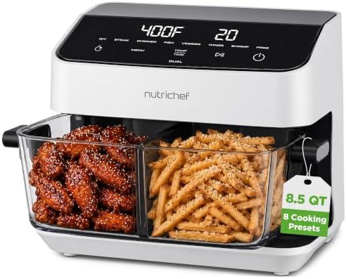 White dual glass basket air fryer